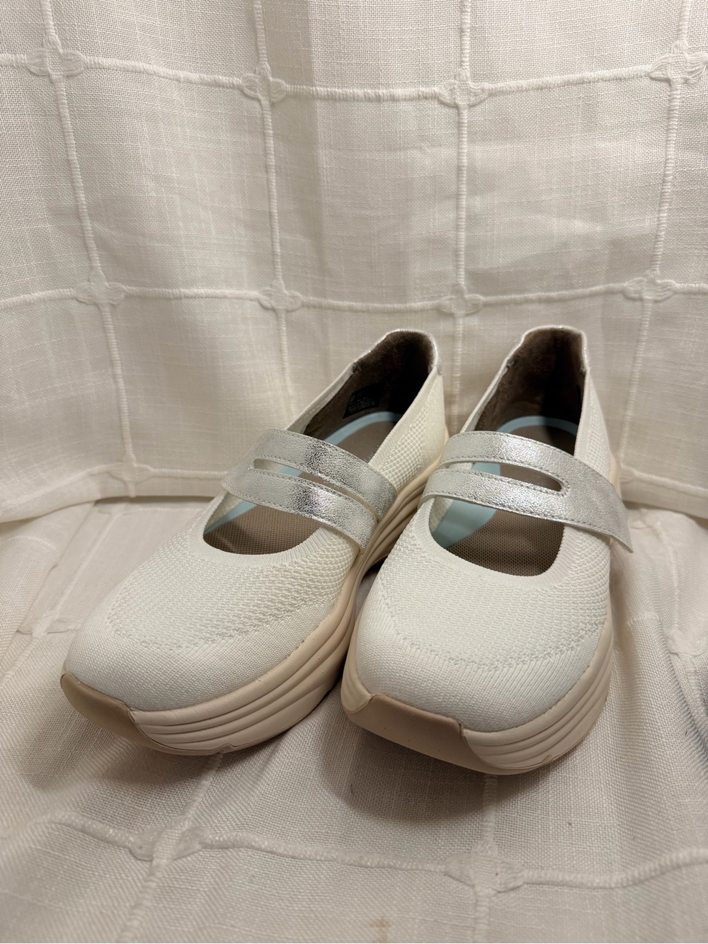 LifeStride BZEES Intuition Knit Mary Jane Shoes White Size 9 M